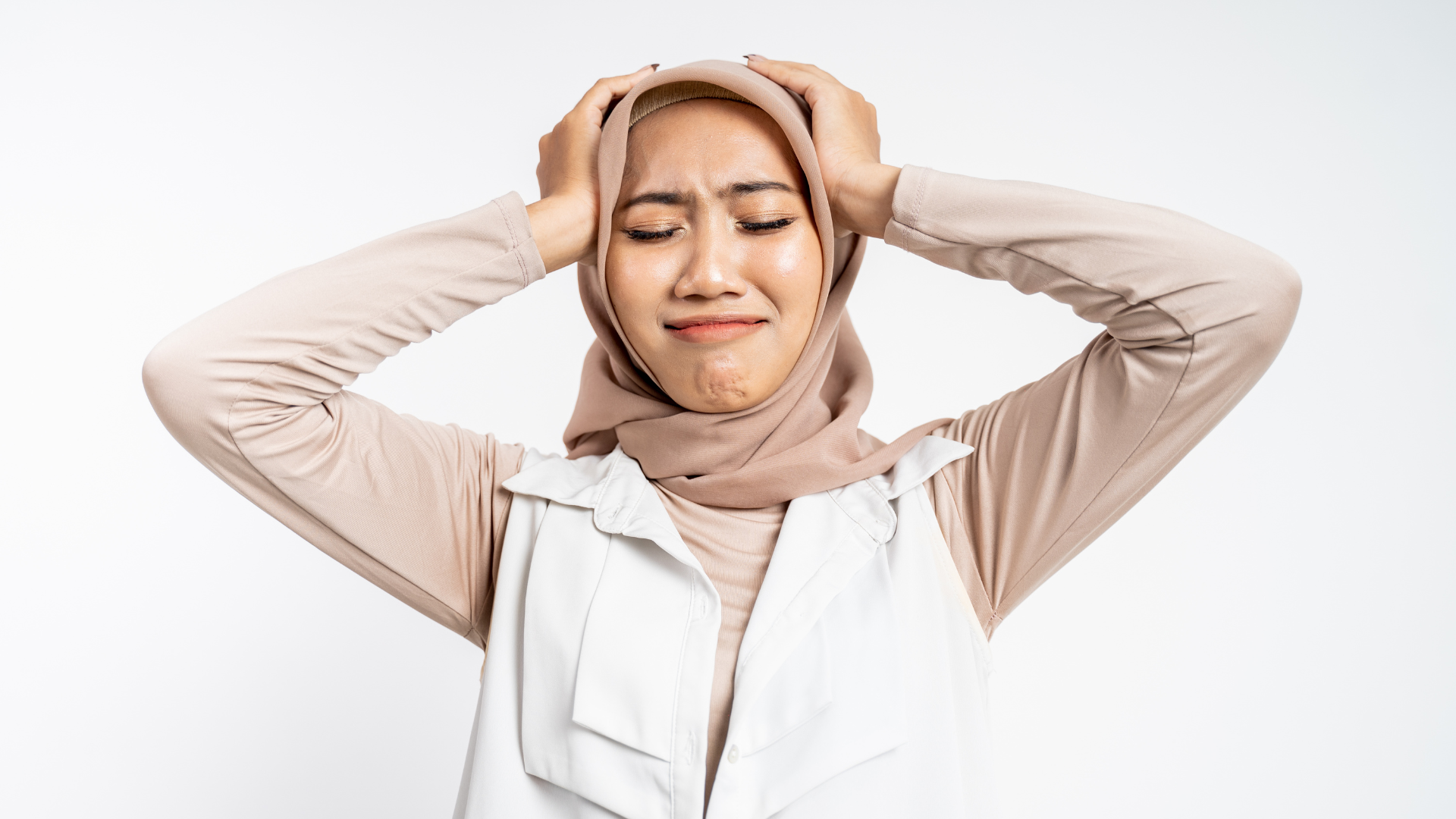 Overwhelmed Muslim Woman